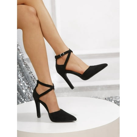 

Point Toe Faux Suede Ankle Strap Pumps Women‘s Footwear