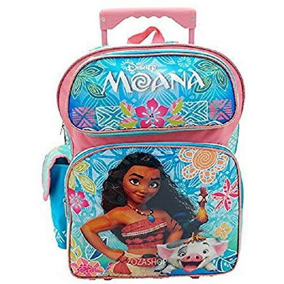 Large Rolling Backpack - Disney - Moana - Blue/Pink 16" School Bag 120191