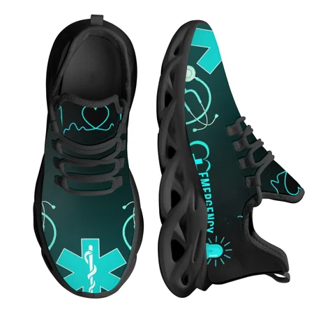 

EMT EMS EMR Paramedic Print Shoes for Women Medical Surgical Design Breathable Sneakers Lace Up Footwear Zapatos