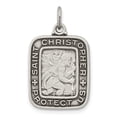 thumbnail image 4 of 925 Sterling Silver Antiqued Square Shaped St. Christopher Medal Pendant, 4 of 5