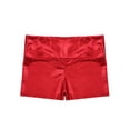 thumbnail image 3 of CHICTRY Teens Girls Shiny Ballet Dance Shorts High Waist Metallic Gymnastics Fitness Shorts Red 4, 3 of 6