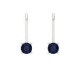 thumbnail image 3 of 0.5 Ct Round Cut Drop Dangle Blue Sapphire 18K White Solid Solid Gold Everyday Dainty Earrings Lever Back, 3 of 7