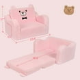 thumbnail image 3 of Kids Chairs for Toddler, 2-in-1 Toddler Soft Sherpa Couch Fold Out, Convertible Sofa to Lounger for Girls and Boys, Teddy Bear, Pink, 3 of 14