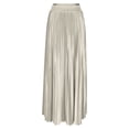 thumbnail image 4 of Elastic Waist Skirts for Women Solid Color Flared Ankle Length Casual Skirt Polyester Summer, 4 of 8