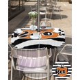 thumbnail image 3 of Halloween Tablecloth with Umbrella Hole and Zipper Boo Bat Orange Pumpkin Outdoor Tablecloths 52x70 Table Cloths Black White Stripes Patio Table Cloth Cover for Holiday Party Picnic Yard Garden Decor, 3 of 5