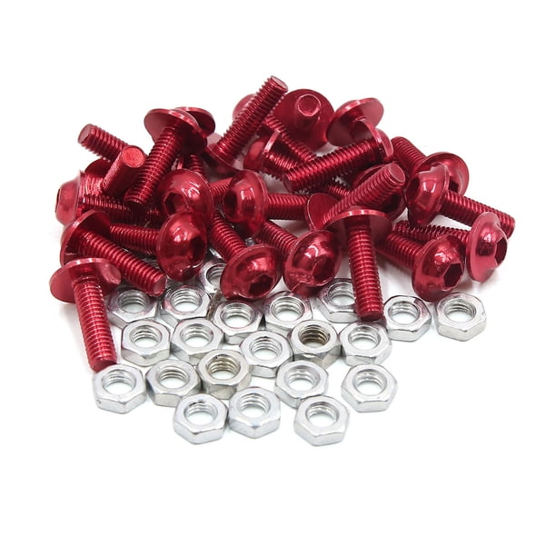 25Pcs Tornillos Tuercas Aleación Aluminio Rojo M6 de Cabeza Hueca Hexagonal Moto Carenado