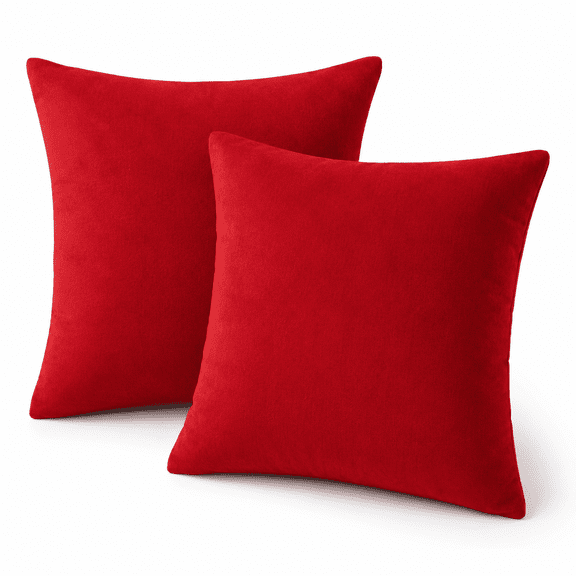 Set of 2 Decorative Throw Pillow Cover Solid Color 18" x 18" Red Square Pillowcase for Couch,Bedding