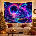 thumbnail image 2 of Bioluminescent Jellyfish in Swirling Nebula Dreamy Psychedelic for Sci-Fi Enthusiasts Sci-Fi Wall Art Halloween Gift Tapestry Wall Hanging for Living Room and Bedroom, 2 of 6