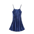 thumbnail image 6 of Blmnix Satin Dress Womens Dresses Slip Dress House Dress Under Dress Blue Mini Sleeveless V-Neck Wrinkle-Resistant Womens Casual Dress,L, 6 of 6