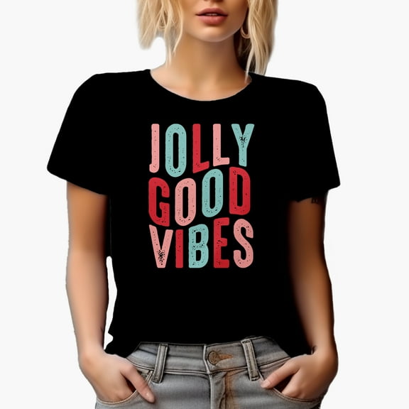 Jolly Good Vibes Magical Holiday Season Gift Idea, Black T-Shirt, Small