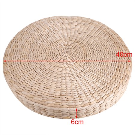 Walfront 40cm Round Pouf Tatami Cushion Floor Cushions Straw