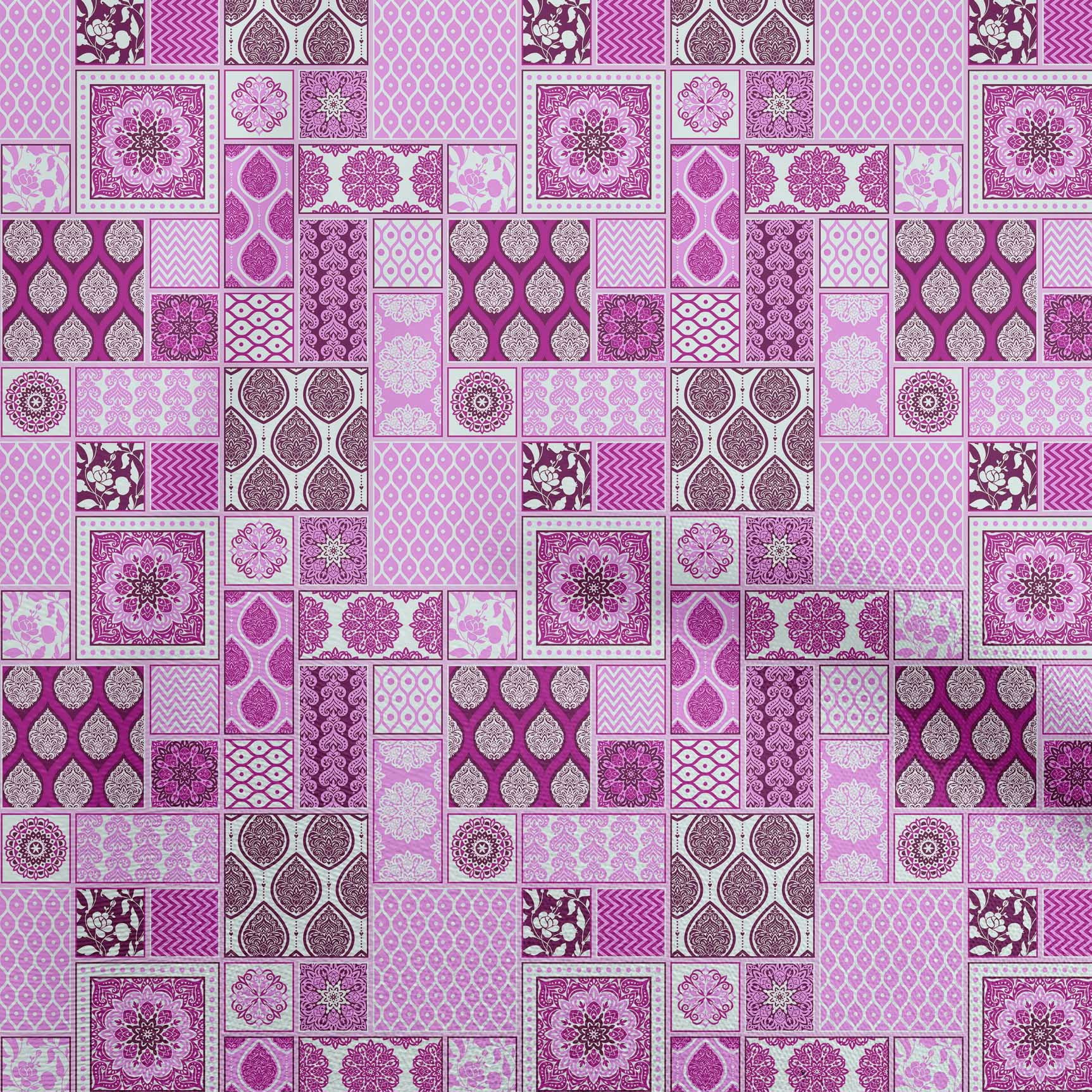 Viscose and Linen Woven Print - Magenta and Orange Floral Tiles - Mood Exclusive Sao Bento main image 0