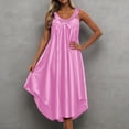 thumbnail image 2 of LINGLANG Women's V Neck Ice Silk Slip Nightgown Spaghetti Strap Satin Like Sleep Dress Soft Lightweight Breathable Summer Lounge Nightshirt Elegant Comfortable Homewear Sleepwear, 2 of 4