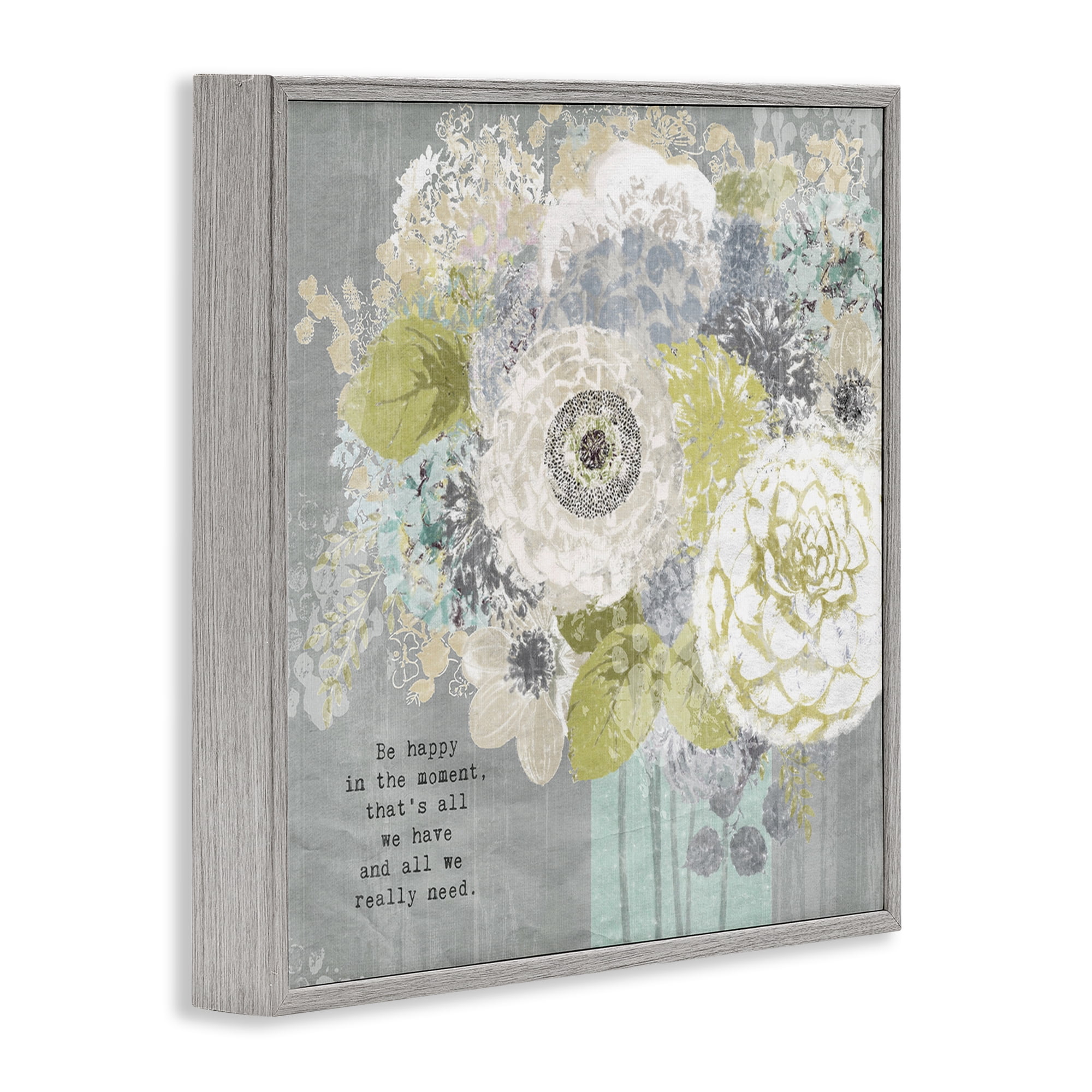 Stupell Industries Happy In The Moment Gray Framed Giclee Art, design by Suzanne Nicoll