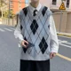 thumbnail image 3 of Chaleco de punto vintage, chalecos de punto para hombre, ropa popular coreana, ropa holgada, ofertas de ropa tejida, novedad de 2024, suéter superior para hombre, 3 of 4