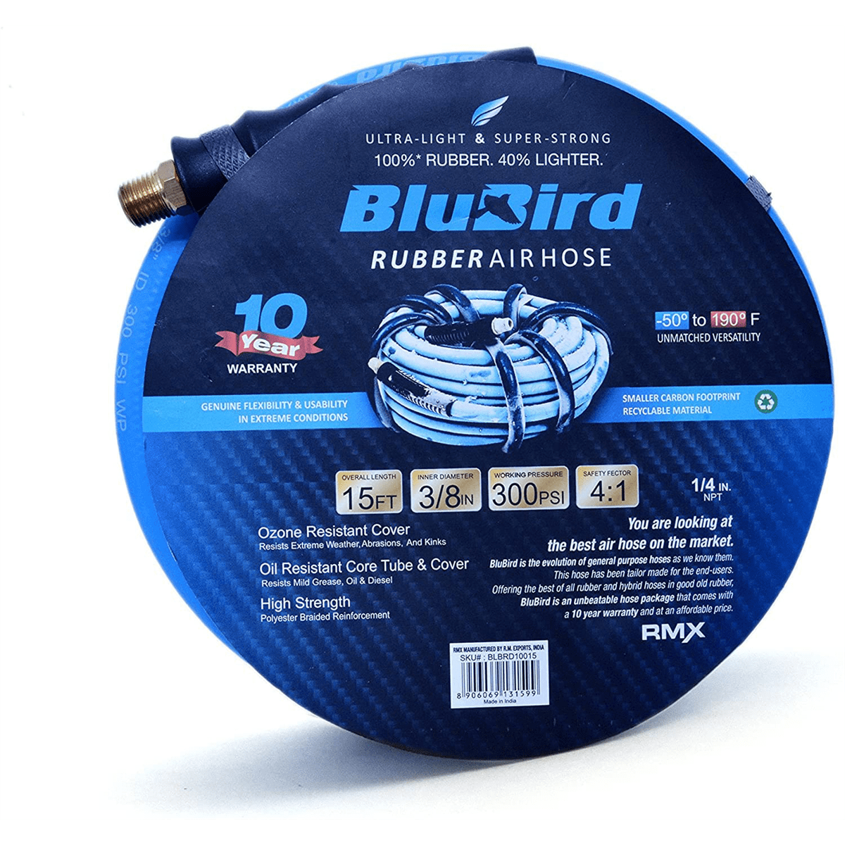 BluBird BB3815 Rubber Air Hose 3/8" x 15 ft