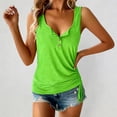 thumbnail image 3 of CHENge Womens U Neck Henley Tank Tops Summer Sleeveless Side Ruched Drawstring Button Casual Loose Fit Basic Everyday Shirts,L, 3 of 5