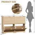 thumbnail image 2 of Shoe Cabinet Storage for Entryway with 4 Flip Drawers, Oak Fluted Shoe Cabinet with Adjustable Shelves, Wooden Hidden Shoes Rack Freestanding Narrow Slim Shoes Storage for Hallway, Entrance, 2 of 7