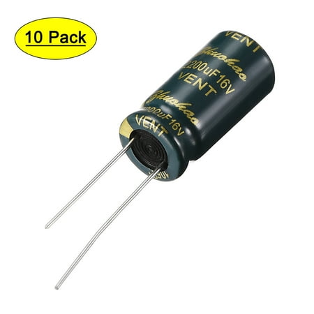 Aluminum Radial Electrolytic Capacitor 2200uF 16V Life 10 x 20 mm 10pcs