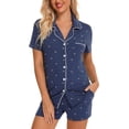 thumbnail image 2 of Women Pajamas Set Bride Pajamas Short Sleeve Sleepwear Button down Lounge Sets Nightwear Soft Pjs with Pockets S-XXL, 2 of 5