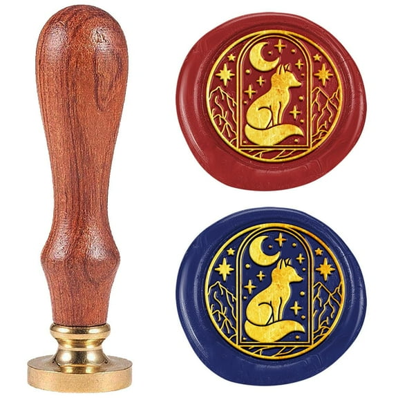 1 pc 1" Fox Wax Seal Stamp Retro Sealing Stamps Removable Brass Head with Wooden Handle Novelty Seal Stamp Sealing Wax for Envelope Greeting Card Gift Letter Invitations Decoration
