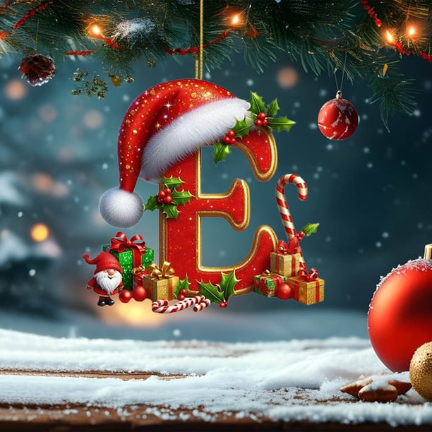 Adornos Navideños Colgantes con 26 Letras para Árbol de Navidad, Adornos Navideños Personalizados para Hacer Tú Mismo, Decoración Navideña, Decoración Colgante para Árbol de Navidad.