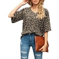 thumbnail image 1 of Blusa para mujer Tops Camisa suelta con cuello en V y manga acampanada 3/4 Xemadio WRHS-179-1, 1 of 7