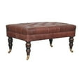 thumbnail image 3 of Lesuto Buffalo Brown Leather Ottoman with Castor Legs - Vintage Style, Wood, 3 of 8