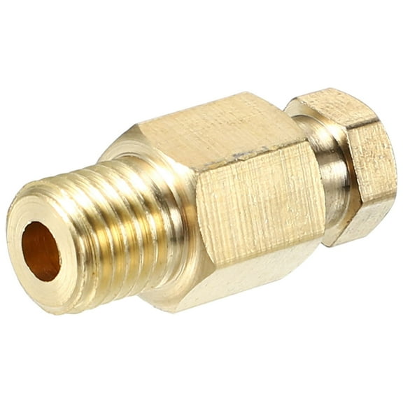 Unique Bargains 1 Pc M8x1 Universal Brass Fitting Compression - Car Fit 4mm - Brass Gold Tone