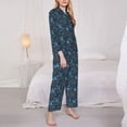 thumbnail image 3 of Balery Winter Blue Forest Deer Conjunto de Pijama con Estampado para Mujer, Conjunto de Dos Piezas con Manga Larga, Ropa de Dormir Suave con Bolsillos, Pijamas Cómodos-Medium, 3 of 7
