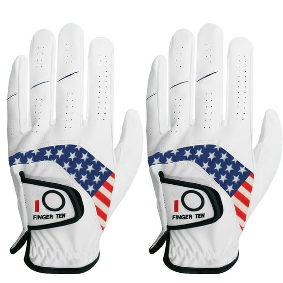 Golf Gloves Men Left Hand Right Leather Value 2 Pack, Mens Golf Glove for Right Left Handed Golfer All Weather Grip Small Medium ML Large XL XXL