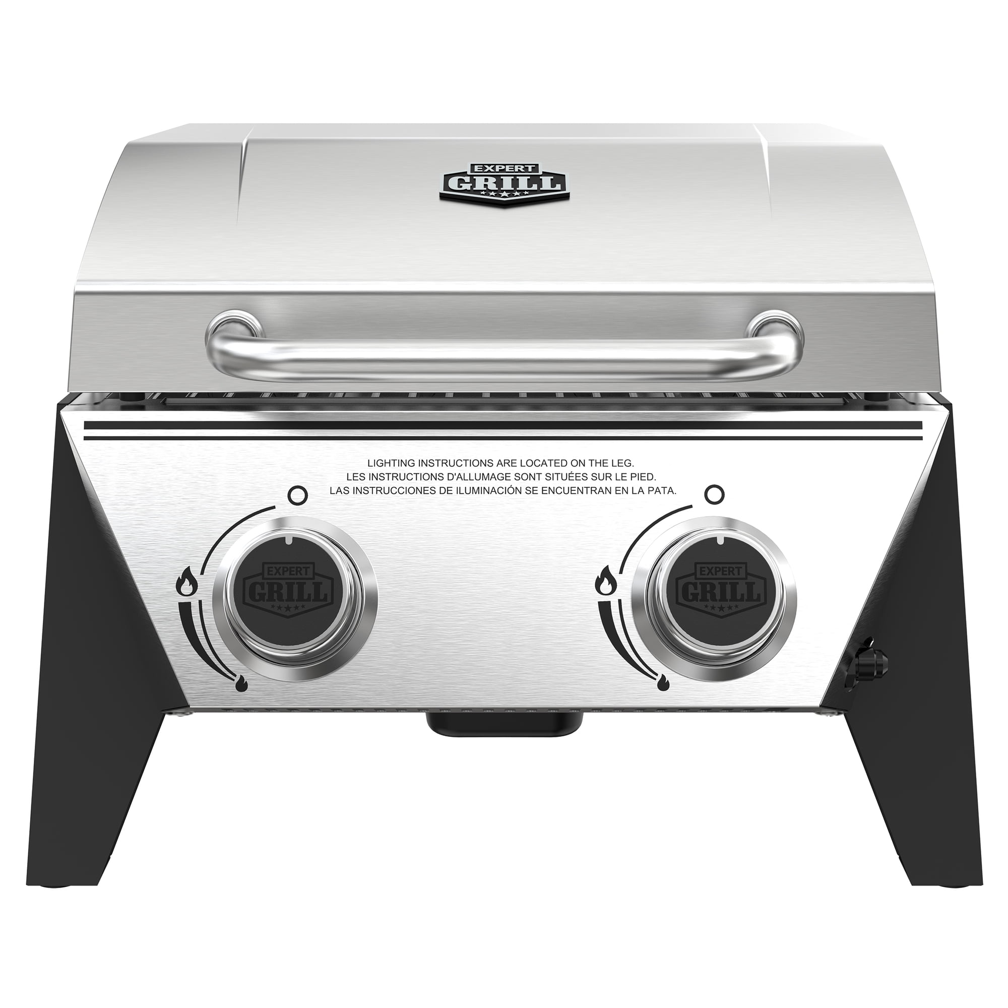 Expert Grill Stainless Steel 2-Burner Tabletop Propane Gas Grill, 13,000 BTUs, 273 sq. in.