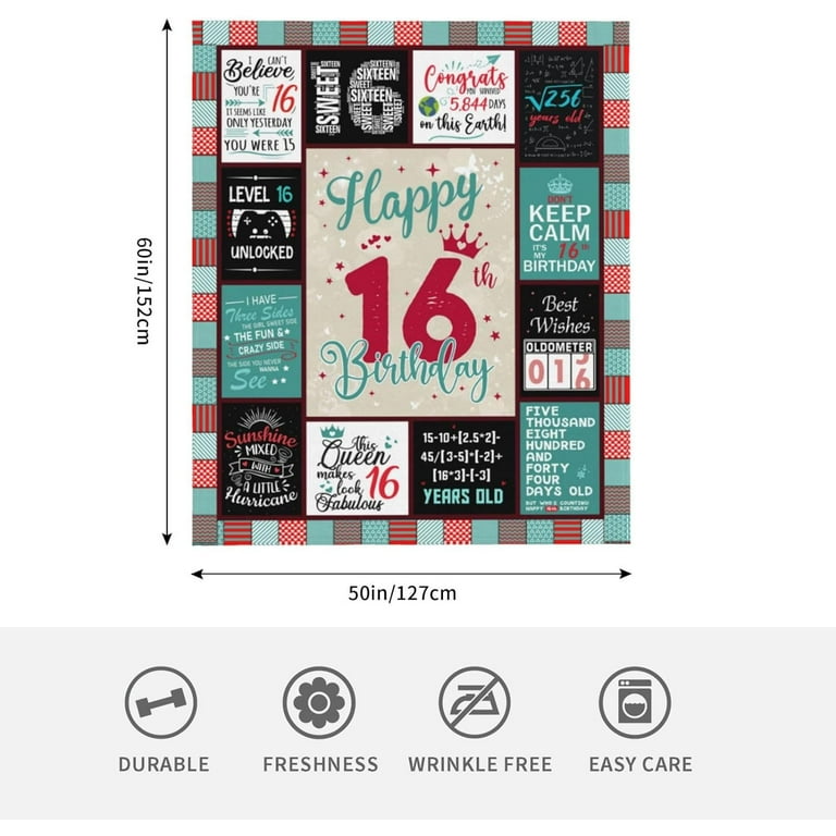 Sweet 16 Gifts for Girls, Gifts for 16 Year Old Girl, 16th Birthday Gifts  for Girls, 16 Year Old Girl Birthday Gift Ideas, Sweet Sixteen Decorations  Blanket 60x50 for Girls 