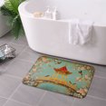 thumbnail image 3 of FJPT Non Slip Flannel Polyester Floor Mat With Chinese Garden Design Featuring Pavilion Birds And Cherry Blossoms For Bathroom Kitchen Bedroom Decor 31.5x19.7 inch, 3 of 5
