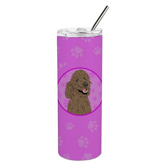 Carolines Treasures WDK1384TBL20 Poodle Standard Brown Stainless Steel 20 oz Skinny Tumbler Pink 20 oz multicolor