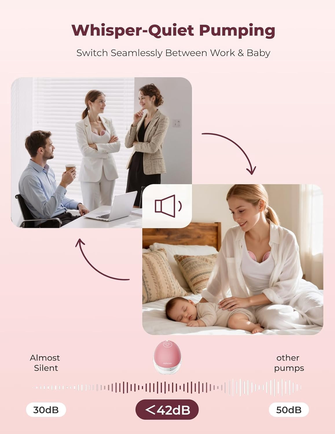 Momcozy M9 Breast Pump Hands Free Mobile Flow, App Discreet Wearable Breast Pump M9, Control Personalized 2 Pack, Cozy Red