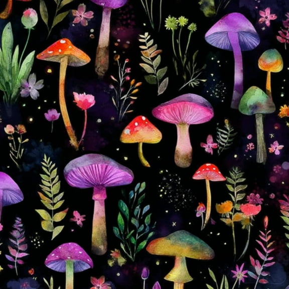 Boho Peel and Stick Wallpaper Whimsical Mushroom Flower Vibrant Colors Black Contact Paper 17.7in x 9.8ft Wallpaper Removable Self Adhesive Wall Paper for Bedroom Kitchen Cabinet