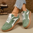 thumbnail image 4 of Tennis Shoes Womens Color Block Suede Fashion Trainers Athletic Shoes Lace up Antislip Flat Sneakers Lightweight Skate Shoes Green Size 9.5, 4 of 8