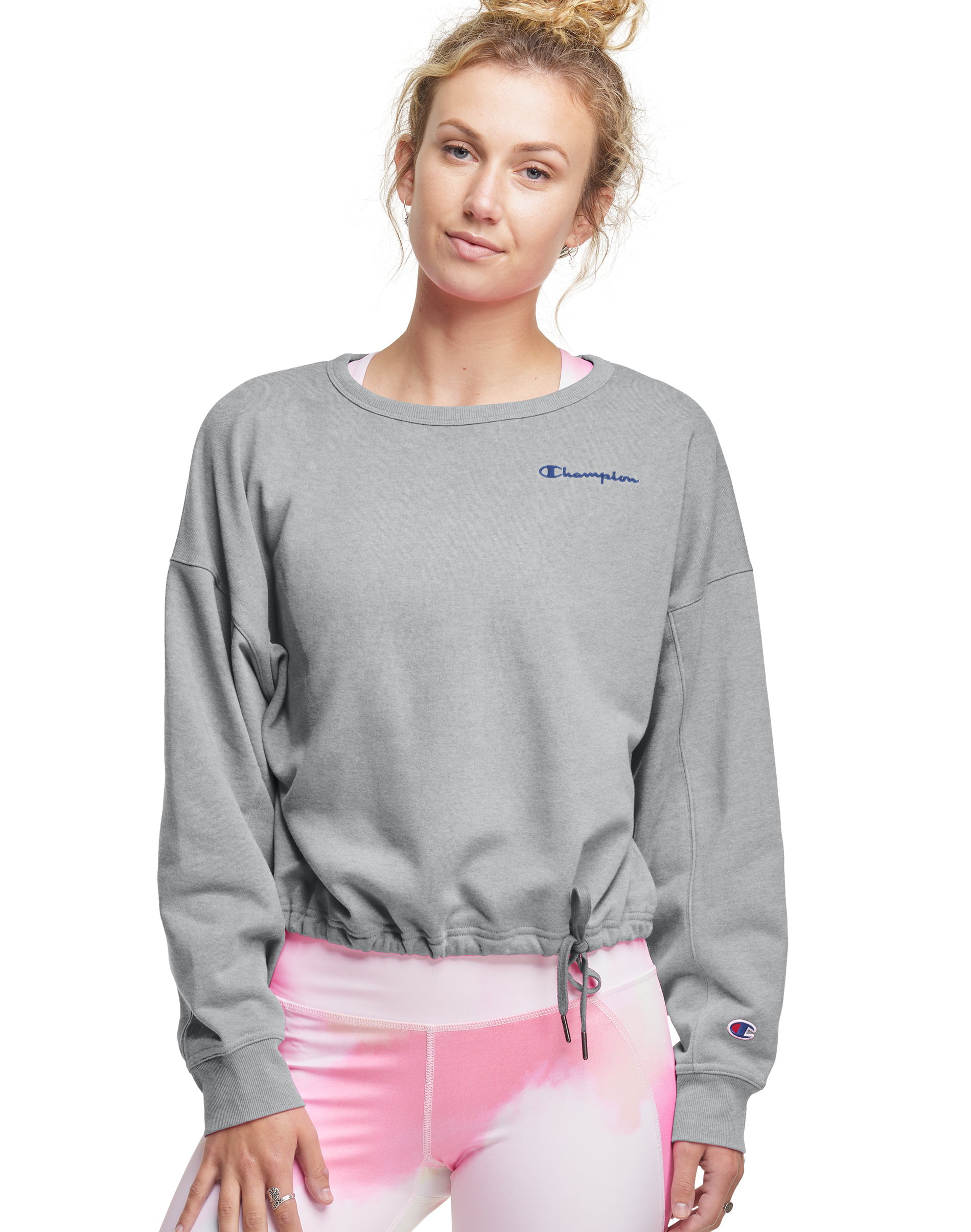 Champion Womens Campus French Terry Cropped Crew, L, Oxford Grey -  Walmart.com