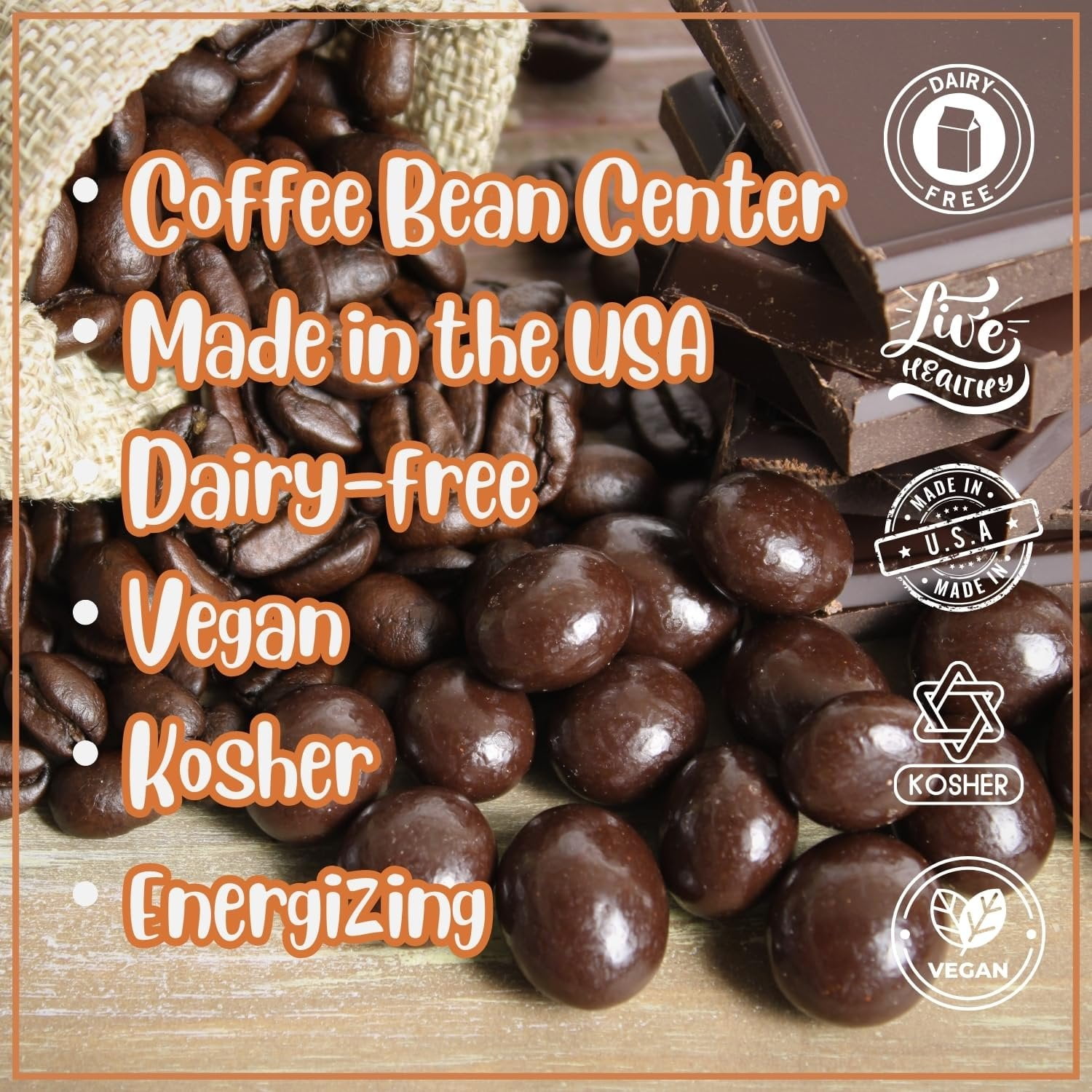 Dark Chocolate Covered Espresso Beans - by It's Delish, 3 Lbs Jumbo Container  Coffee Lovers Snack  Gourmet Chocolates Candy Snacks  Made in USA, Vegan, Kosher