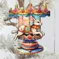 thumbnail image 6 of Designocracy 8100195-1 5 x 5.5 x 0.25 in. Carousel Bunny Wooden Christmas Decor Ornaments, 6 of 8