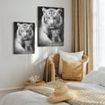 thumbnail image 2 of WFSposter Black and White Tiger Canvas Wall Art Tiger Mom with Cub Picture Wild Animal Painting Modern Artwork for Home Decor, 2 of 7