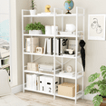 thumbnail image 3 of Reversible Corner Bookshelf 5 Tier with 4 Hooks, 65" Industrial Bookcases for Living Room, White, 3 of 7