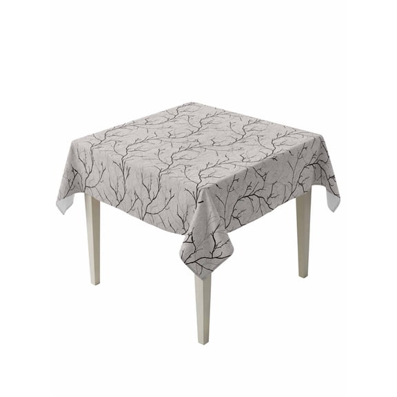 Black Grey Branches Table Cloth, Waterproof Tablecloth for Square Tables, Vintage Art Farmhouse Reusable Washable Fabric Table Cover for Restaurant Kitchen Dining Tables 54"x54"