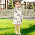 thumbnail image 5 of Girls' long-sleeved dress Bows Stars Gray Girls' A-line dress with ribbed cuffs Soft and comfortable, 5 of 6