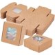 thumbnail image 1 of 48 cajas de papel kraft marrón de 5,5 x 5,5 x 2,5 cm con ventana transparente. Cajas de regalo plegables de papel para dulces, postres y golosinas., 1 of 9