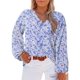 thumbnail image 1 of Blusa Eytino para mujer, talla grande, casual, manga larga, cuello en V, azul, 1 of 6