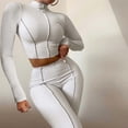 thumbnail image 2 of Babysbule Womens Fall Plus Top Sets Outfit 2PC Fashion Woman Round Neck Long Sleeve Blouse +Close-Fitting Pants Sets, 2 of 4
