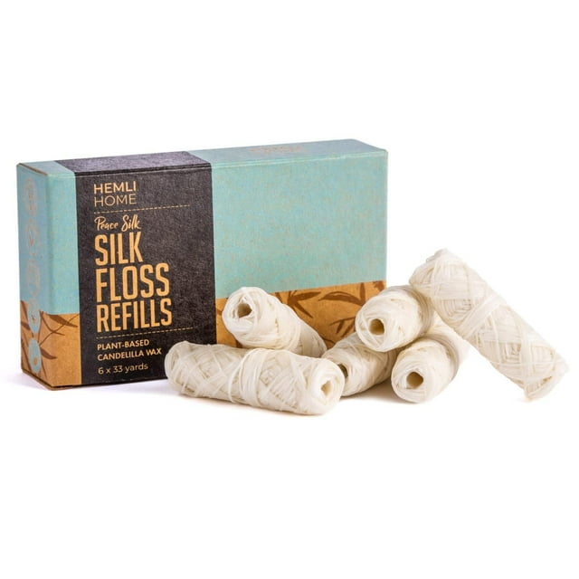 Relleno de seda biodegradable de seda dental, paquete de 6 unidades, 33 yardas