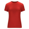 thumbnail image 6 of Summer Savings Clearance Women's Short Sleeve Solid Color Crewneck Casual Top Pullover T-shirt on Clearance,Red M, 6 of 8